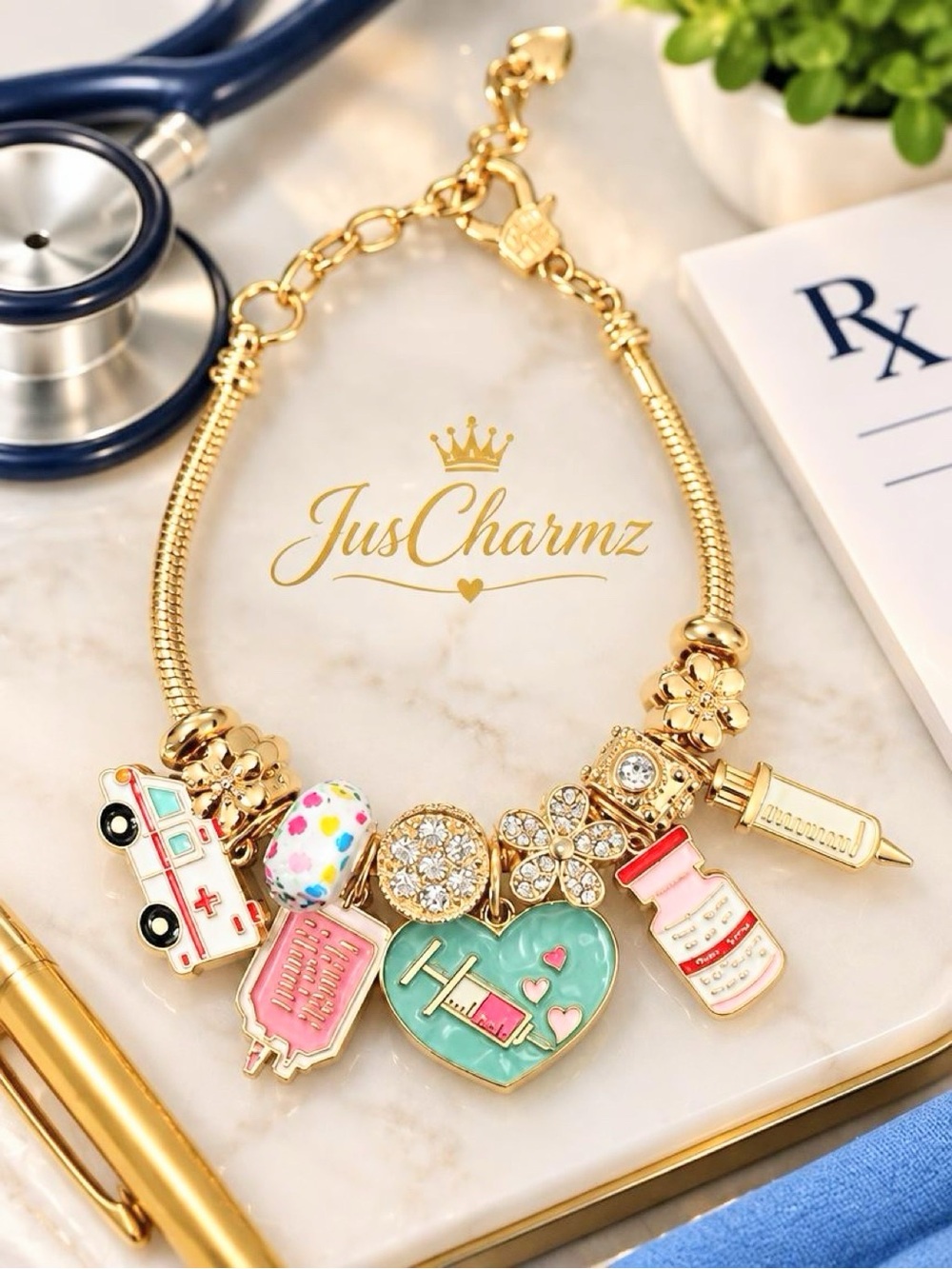 🩺 Nurse Charm Bracelet | Healthcare Worker Gift
